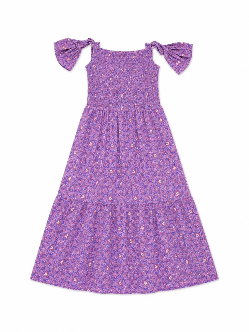 Vineyard Vines Purple Smocked Maxi  Dress With Off The Shoulder Sleeves, Size M